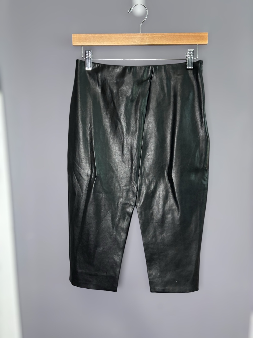 Babaton Black Vegan Faux Leather Pencil Waisted Slit 0